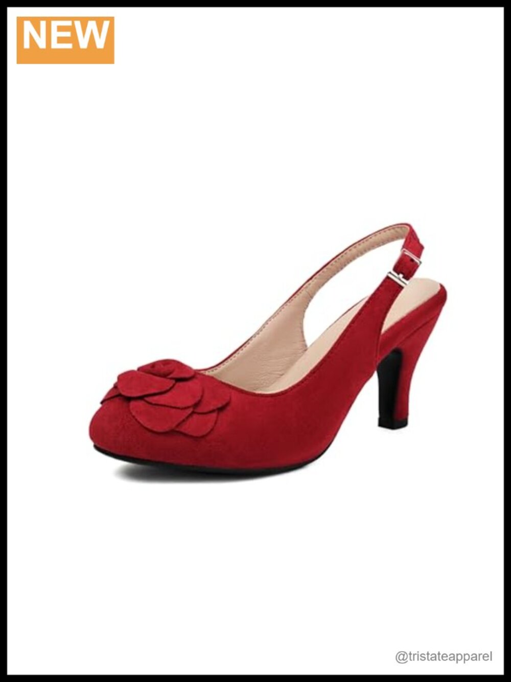 Women's Suede Mary Jane Slingback Heels Close Toe Block Heel Pumps
